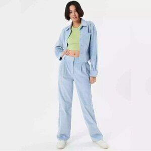 Aritzia Sunday Best Harvey Pant in Dune Blue size 4 corduroy slouchy pleated NWT